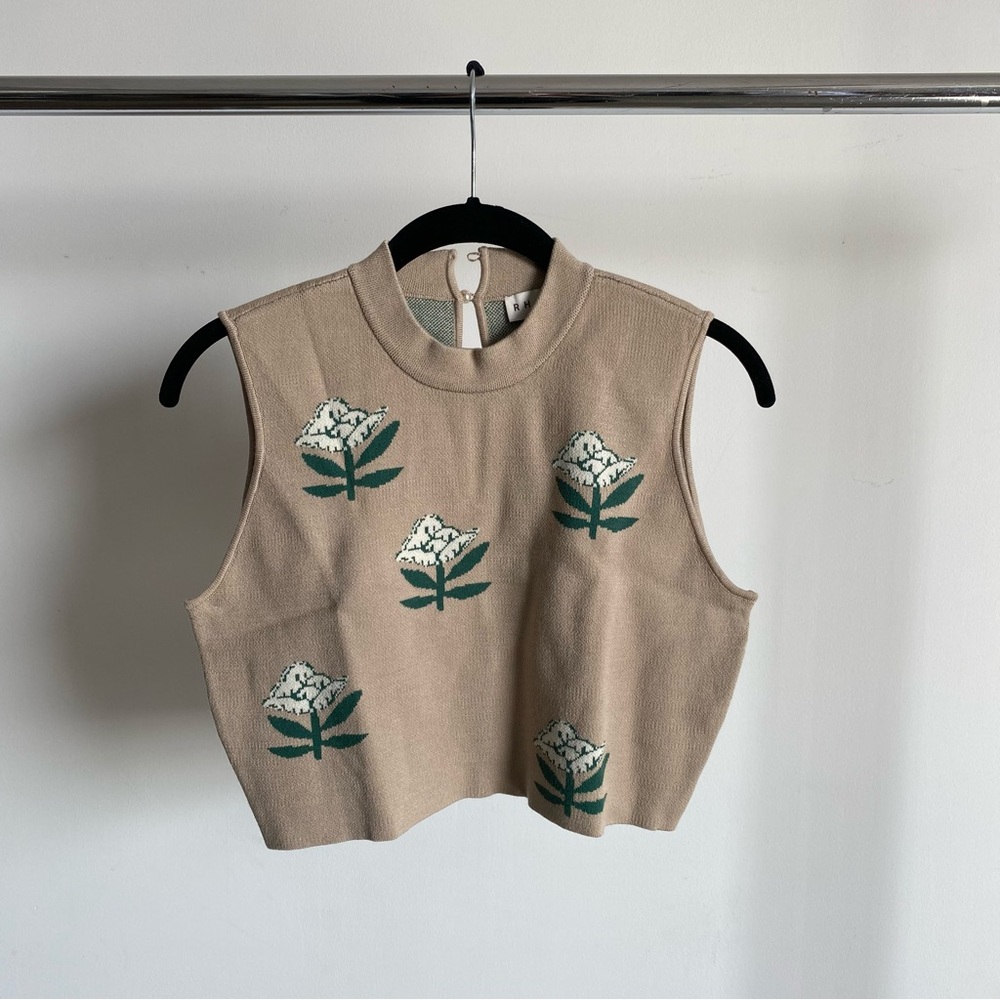 $155 NWT Rhode Jude Knit Top in Neutral Booti Sz Large - Picture 2 of 14